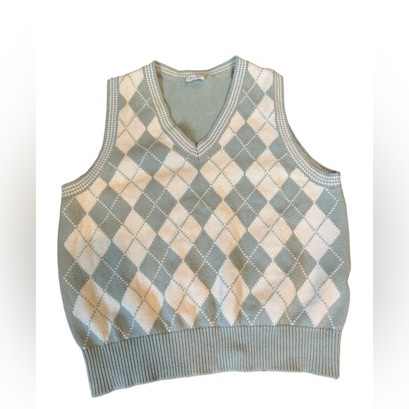 John Galt Argyle  Crop Sweater Vest Women's One Size - Picture 1 of 8